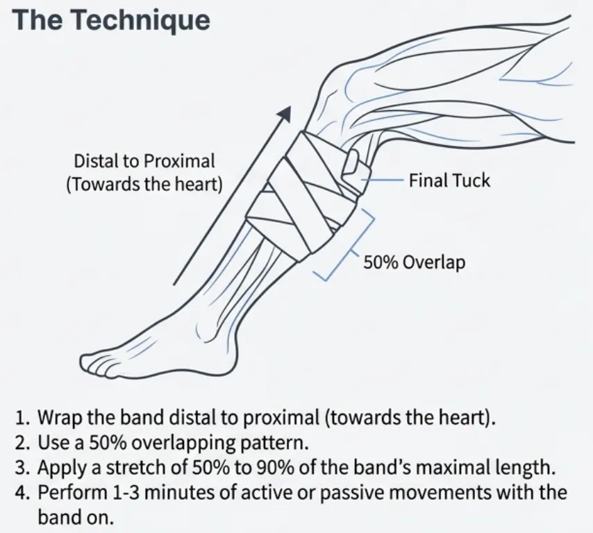 Physical therapist demonstrating muscle flossing technique